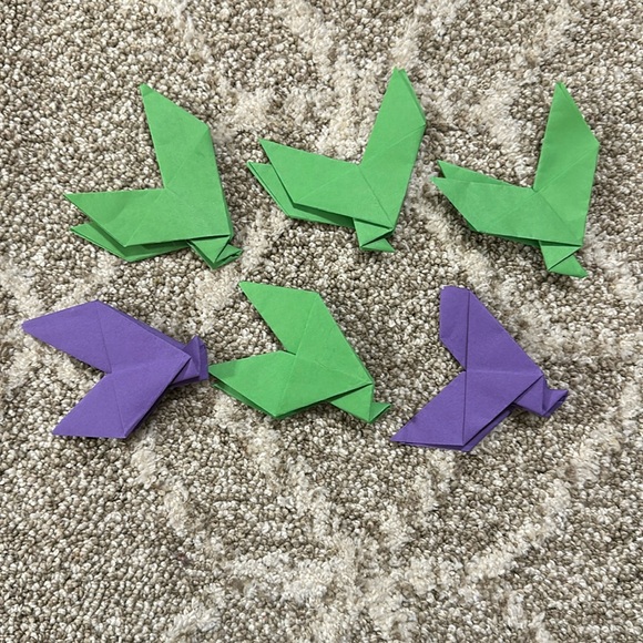 Set of 6 origami birds - folded paper art - Picture 2 of 5